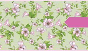 Drawn mallow flowers seamless pattern on pastel green background