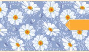 Drawn daisy flowers seamless pattern on pastel blue background