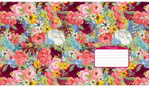 Seamless miracle floral pattern of a vibrant bouquet in pink and burgundy hues