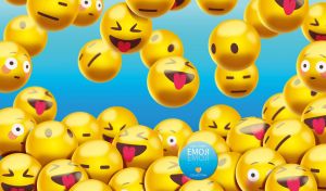 Face Without Mouth and Squinting Face with Tongue 3D emoji balls on light blue
