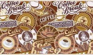 Coffee labels stickers in a brown, olive and white color shades
