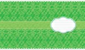 Vintage frame on a translucent stripe on a green batik wallpaper