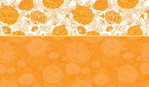 Drawn peony seamless pattern on white and orange backdrop