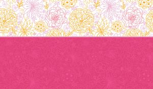 Drawn floral seamless pattern on white and fuchsia-pink backdrop
