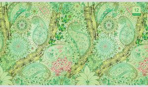 Seamless jungle-themed paisley pattern light green