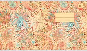 Seamless floral-themed paisley pattern on light orange
