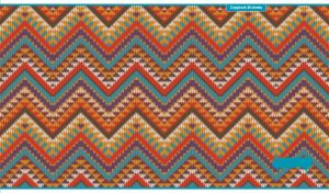 Ethnic seamless knitting pattern with red, yellow and teal zigzags
