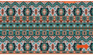 Seamless Navajo style knitting pattern in orange and teal colors