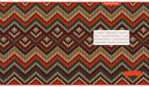 Ethnic seamless knitting pattern with red, beige and dark green zigzags