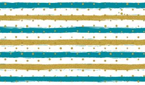 Grunge teal stripes and gold glitter stripes with dots on a white backdrop