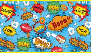 Expressive Interjections | Comic Speech Bubbles Across Vibrant Backdrops