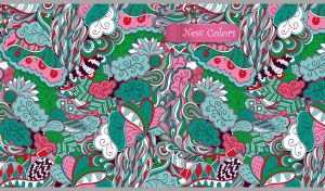 Seamless Indian floral ornament in green, teal and pink color shades
