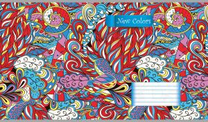 Seamless paisley ethnic ornament in red, blue and white color shades