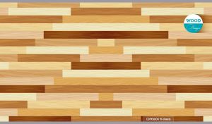 Light wood parquet flooring with a mosaic of yellow and brown wood pattern