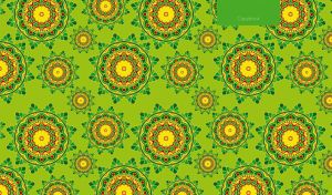 Bright seamless mandala pattern with ethnic ornaments in lime and yellow colors