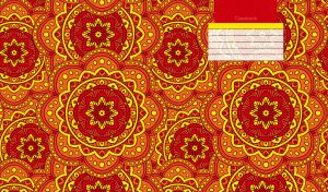 Bright seamless mandala pattern in red and yellow colors