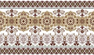 Ethnic geometric knitted seamless pattern in brown, ocher and white shades