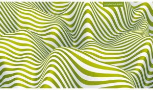 3D wavy optical illusion of green and white stripes