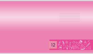 Pink gradient backdrop with school subject icon set