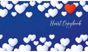 A seamless pattern with white heart clouds on a navy backdrop