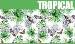 Tropical | Exotic Wings and Lush Leaves in Seamless Watercolor Patterns
