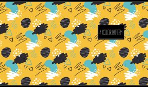 Seamless pattern with colorful doodles on yellow