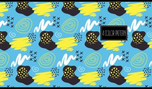 Seamless pattern with colorful doodles on light blue