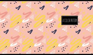 Seamless pattern with colorful doodles on pastel pink