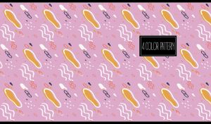 Seamless pattern with colorful doodles on pastel purple-pink