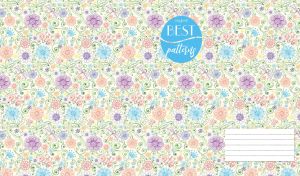 Floral and herbal colorful pattern on a pastel yellow backdrop