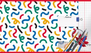 Colorful Doodles | Seamless Abstract Patterns & School Supplies on White