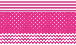 Fuchsia pink and white seamless dots, stripes, and zigzag prints