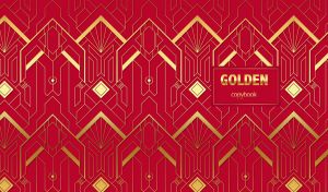 Golden art-deco on a red backdrop