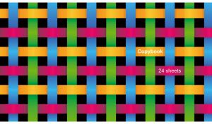 Multicolored wicker stripe print on a black backdrop