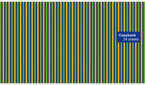 Three-color vertical striped pattern with green, yellow, and blue stripes