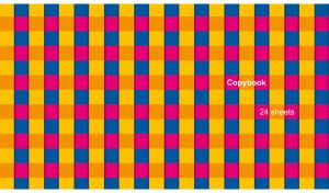 Three-color wicker stripe print with blue, orange, and pink stripes