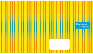 Vertical stripe pattern of orange and blue gradient on a yellow background