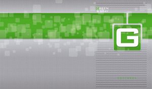 Techno backdrop with a green panel and a square on a perforated grey texture