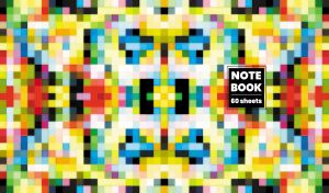 Colorful pixel tile pattern in yellow, black, and red colors