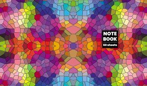 Colorful stained glass mosaic pattern in purple, pink, and blue colors