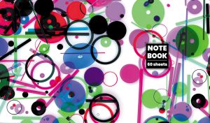 Colorful abstract circles and discs with straws on a white backdrop