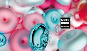 Colorful abstract bagel-shaped rings in pastel grey, teal, and red colors