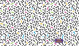 Black abstract seamless maggot doodles with colorful accents on white