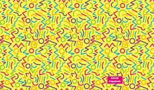 Colorful abstract seamless doodles on yellow