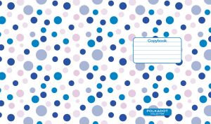 Seamless polka dot pattern with blue and pink dots on white