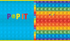 Rainbow-colored Pop-it seamless horizontal stripped pattern on light blue