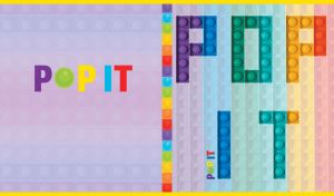 Rainbow-colored Pop-it creative pattern on pastel purple