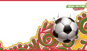 Black and white ball for football on white backdrop with swirls