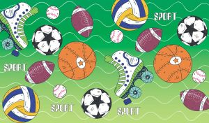 Sport | Flat Design Equipment Patterns on Bold Hues