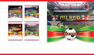 The San Siro Arena of AC Milan team on a white background with red edges